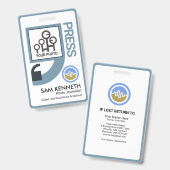 Professioneel Blauw Aanhalingstekens Pers Verslagg Badge (Voor- en achterkant)