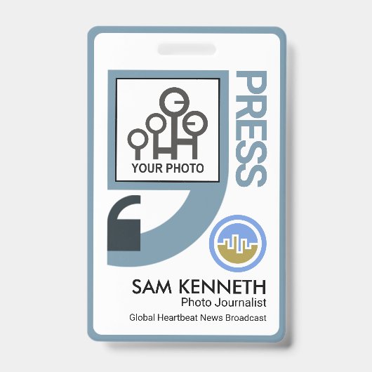 Professioneel Blauw Aanhalingstekens Pers Verslagg Badge (Voorzijde)