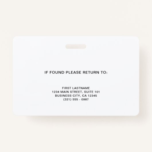 Professioneel Blauw bedrijf Logo Foto ID Badge (Achterkant)