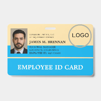 Professioneel Blauw Bedrijfslogo Werknemer Foto ID Badge
