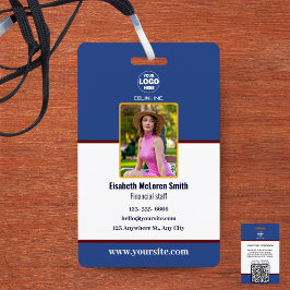 Professioneel Blauw Beveiligingsbadge: Foto & Bedr Badge