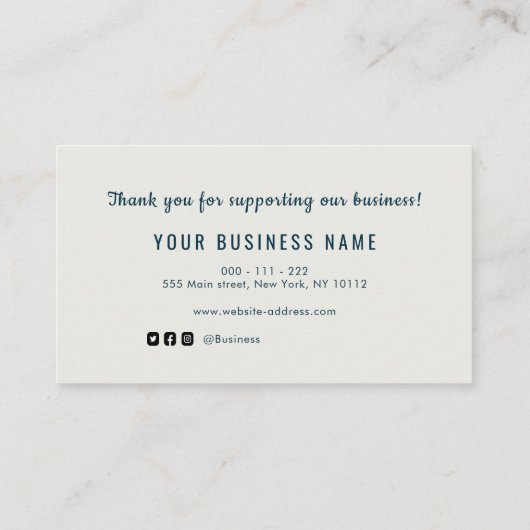 professioneel blauw dank u visitekaartje (Achterkant)