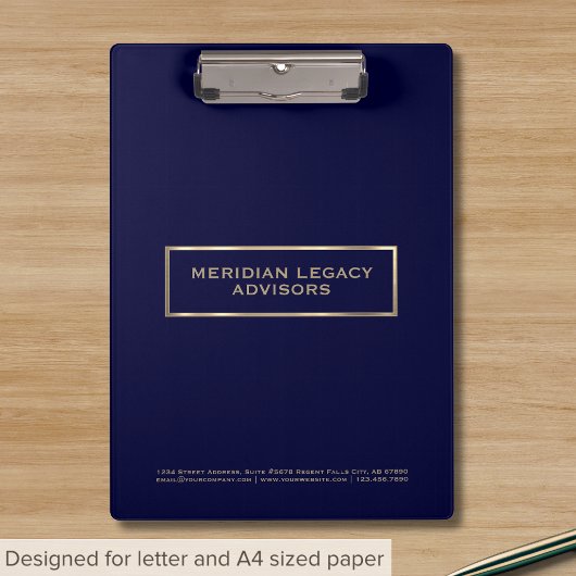 Professioneel blauw en goud klembord