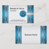 Professioneel blauw en zilver ontwerp visitekaartje (Voorkant / Achterkant)