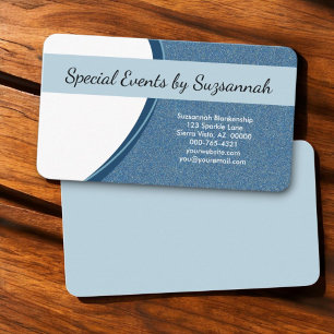 Professioneel Blauw Faux Glitter VOORKANT Blank Ac Visitekaartje