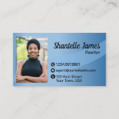 Professioneel Blauw Foto QR Code Modern Visitekaartje (Achterkant)