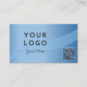 Professioneel Blauw Foto QR Code Modern Visitekaartje (Voorkant)