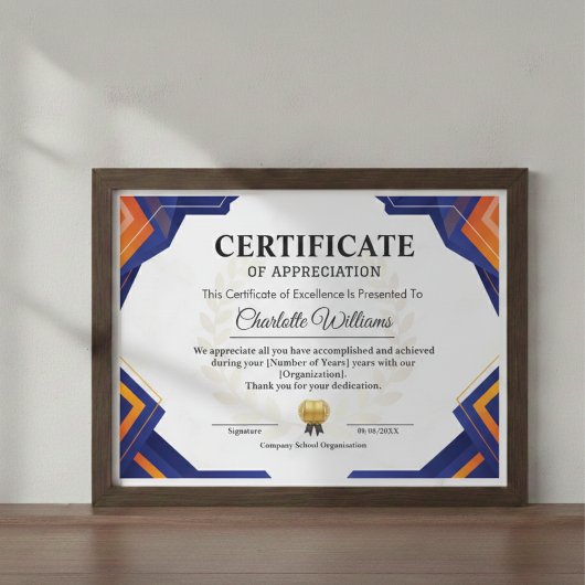 Professioneel Blauw Goud Waarderingscertificaat Informatiekaartje