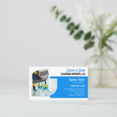 Professioneel Blauw Huis Schoonmaken Maid Janitori Visitekaartje (Staand voorkant)