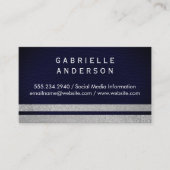 Professioneel blauw leder/glitterstrips visitekaartje (Voorkant)