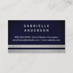 Professioneel blauw leder/glitterstrips visitekaartje