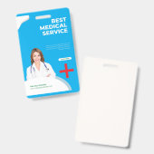 Professioneel Blauw Medische Dienst ID Badge - Gem (Voor- en achterkant)