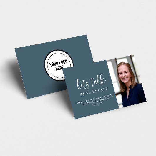 Professioneel blauw onroerend goed visitekaartje