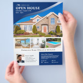 Professioneel blauw open huis onroerend goed flyer (Hand)