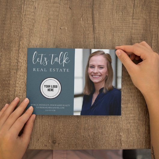 Professioneel Blauw Real Estate Marketing Briefkaart