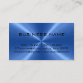 Professioneel blauw roestvrij staal monogram visitekaartje (Achterkant)