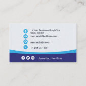 Professioneel blauw voeg uw Logo QR Code toe Foto Visitekaartje (Achterkant)