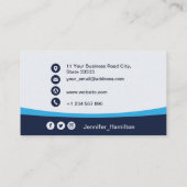 Professioneel blauw voeg uw Logo QR Code toe Foto Visitekaartje (Achterkant)