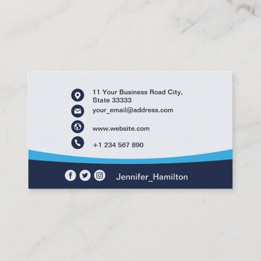 Professioneel blauw voeg uw Logo QR Code toe Foto Visitekaartje (Achterkant)