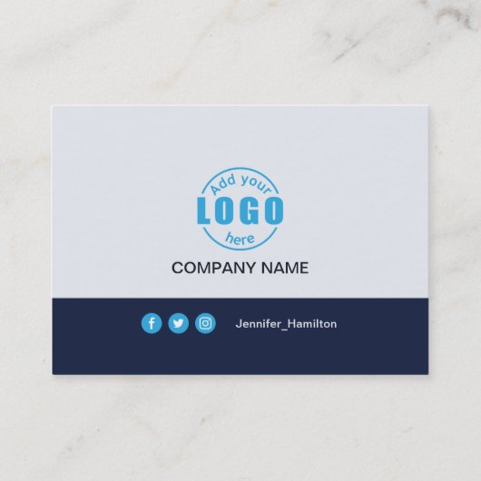 Professioneel blauw voeg uw Logo QR-code toe Visitekaartje (Achterkant)