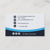 Professioneel blauw voeg uw Logo QR-code toe Visitekaartje (Achterkant)