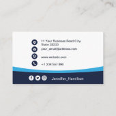 Professioneel blauw voeg uw Logo QR-code toe Visitekaartje (Achterkant)