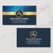 Professioneel blauw water laat een gouden faucet v visitekaartje (Voorkant / Achterkant)