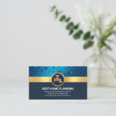 Professioneel blauw water laat een gouden faucet v visitekaartje (Staand voorkant)