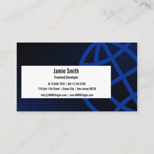 Professioneel Blauw Web Designer Visitekaartje (Achterkant)