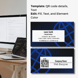 Professioneel Blauw Web Designer Visitekaartje