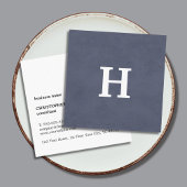 Professioneel blauw, wit monogram vierkante visitekaartje