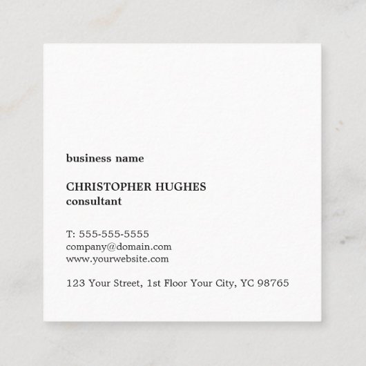 Professioneel blauw, wit monogram vierkante visitekaartje (Achterkant)