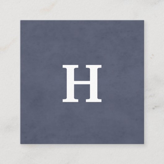 Professioneel blauw, wit monogram vierkante visitekaartje (Voorkant)