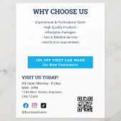 Professioneel Blauwe Autowasdienst Marketing Flyer (Achterkant)