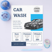 Professioneel Blauwe Autowasdienst Marketing Flyer (Enkel)
