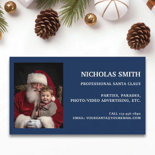 Professioneel blauwe kerstman foto visitekaartje
