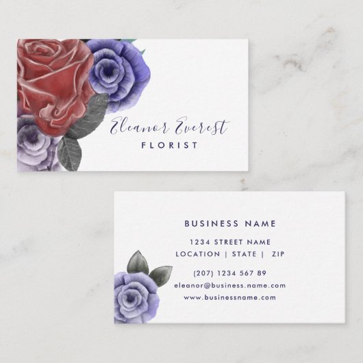 Professioneel bloemenbedrijf Rode roos Visitekaartje (Voorkant / Achterkant)