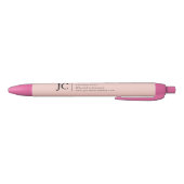 Professioneel Blush Roze Monogram Minimale Logo Zwarte Inkt Pen (Bodem)