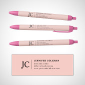 Professioneel Blush Roze Monogram Minimale Logo Zwarte Inkt Pen