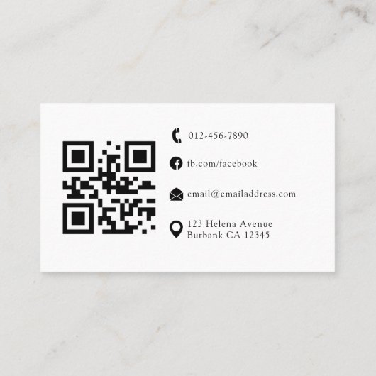 Professioneel Blush Wit Visitekaartje met QR-code (Achterkant)