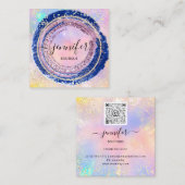 Professioneel boegbeeld Glitter Holograaf Blue Vierkante Visitekaartje (Voorkant / Achterkant)