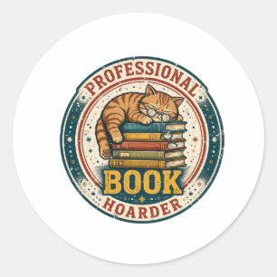 Professioneel Boeken Hoarder – Grappige Kat Boeken Ronde Sticker