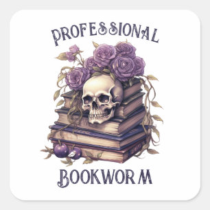 Professioneel Boekenwurm, Boekenliefhebber Vierkante Sticker