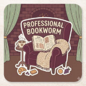 Professioneel Boekenwurm Kartonnen Onderzetters (Voorkant)
