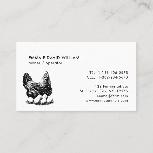 Professioneel Boerderij Fresh Eggs Chicken Egg Visitekaartje (Achterkant)