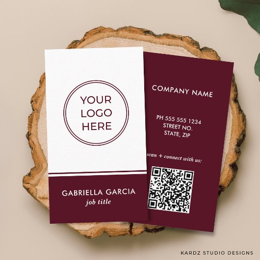 Professioneel Bordeaux QR Logo Visitekaartje