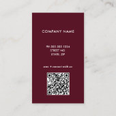 Professioneel Bordeaux QR Logo Visitekaartje (Achterkant)