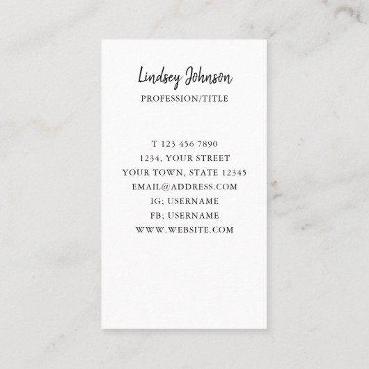 Professioneel Botanisch Visitekaartje (Achterkant)