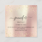 Professioneel Boutique Winkelgoud Glitter Roos Vierkante Visitekaartje (Achterkant)