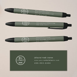 Professioneel Branding Minimalistisch Bosgroen Log Zwarte Inkt Pen